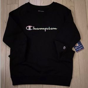 New Kids Large Black Champion multi color logo sweater Long Sleeve